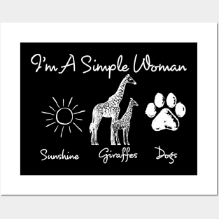 I'm A Simple Woman Giraffe Sunshine And Dog Posters and Art